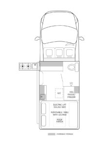 LDV double bed campervan layout