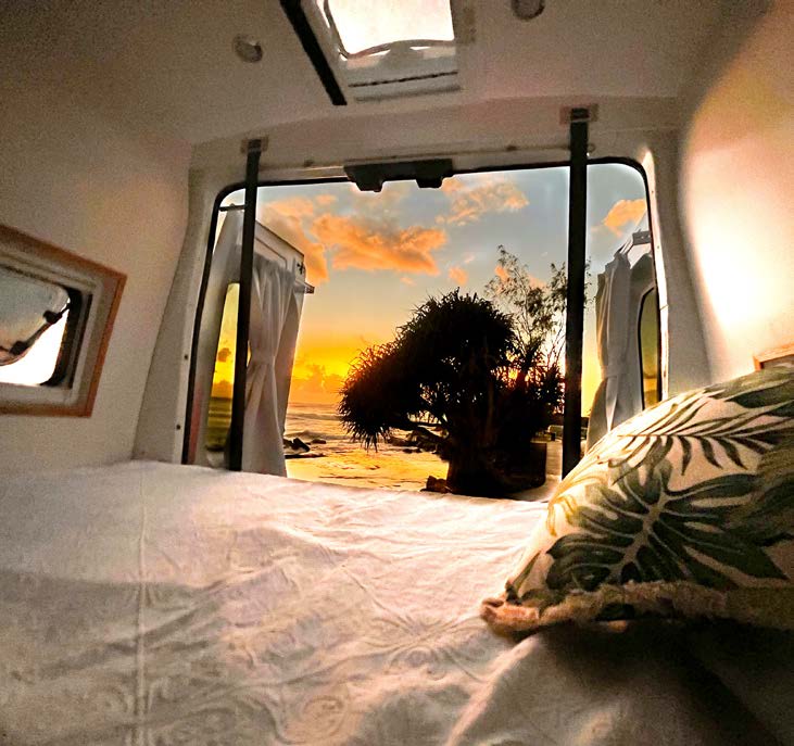sunrise in a campervan